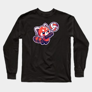 Cute Red Panda Volleyball Player Long Sleeve T-Shirt